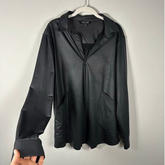 Rachel Zoe Black Long Sleeve Collared Blouse Women's Large - Picture 1 of 10